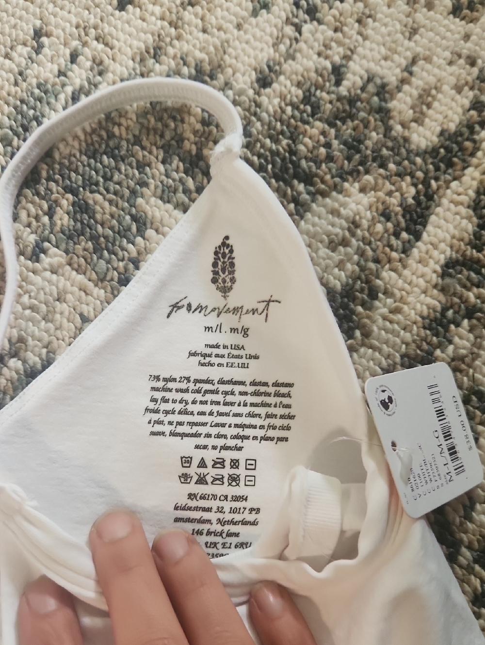 Free People White Ruched Cropped Tank Top NWT - Picture 3 of 4